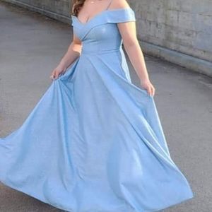 Blue sparkling dress corset back built in bra